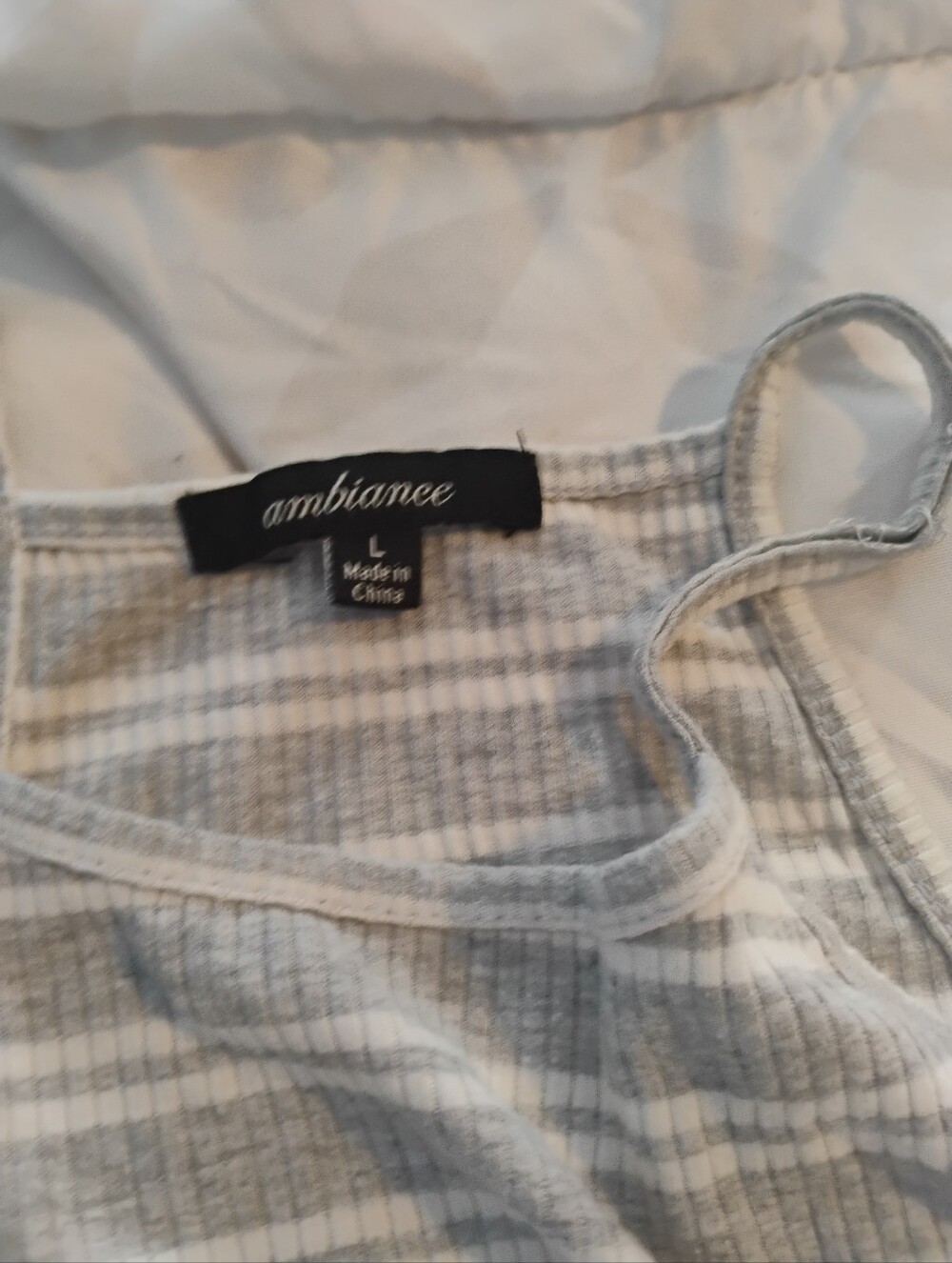 Ambiance Striped Ribbed Cami in Gray and White
